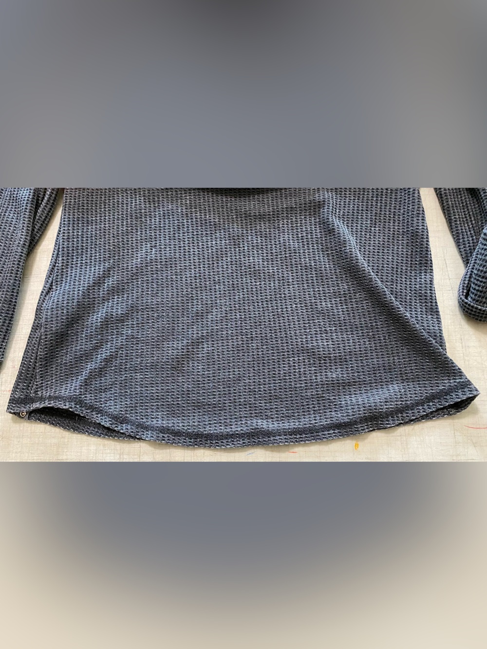 Seven7 Charcoal Waffle Knit Henley Top - Picture 8 of 11